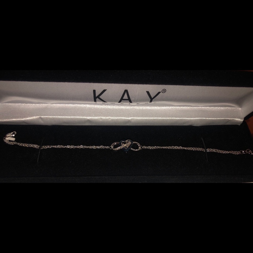 Heart/Infinity Bracelet 1/10 cttw Blue Diamonds